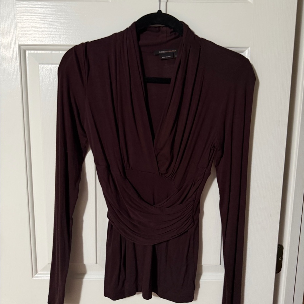 BCBGMaxAzria Rich Brown Long Sleeve Blouse